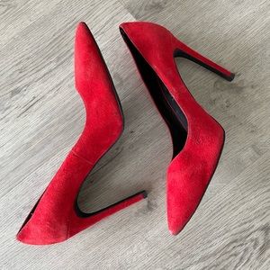 Red Suede Jeffrey Campbell Stiletto Pumps
